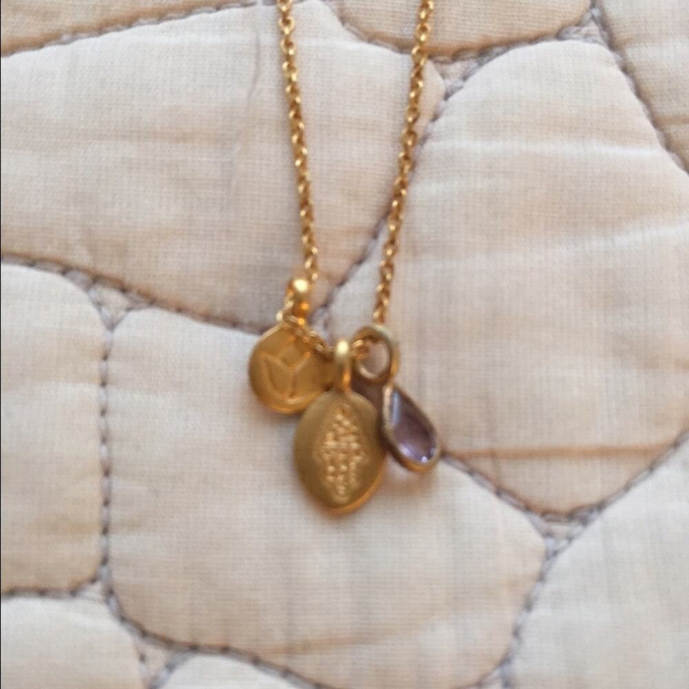Satya Hamsa and lotus flower charm necklace